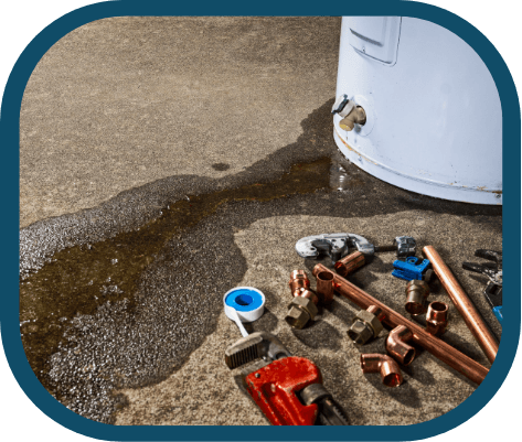 Puddle of Water on the Floor by Water Heater